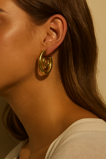 Gold Double C-Hoops