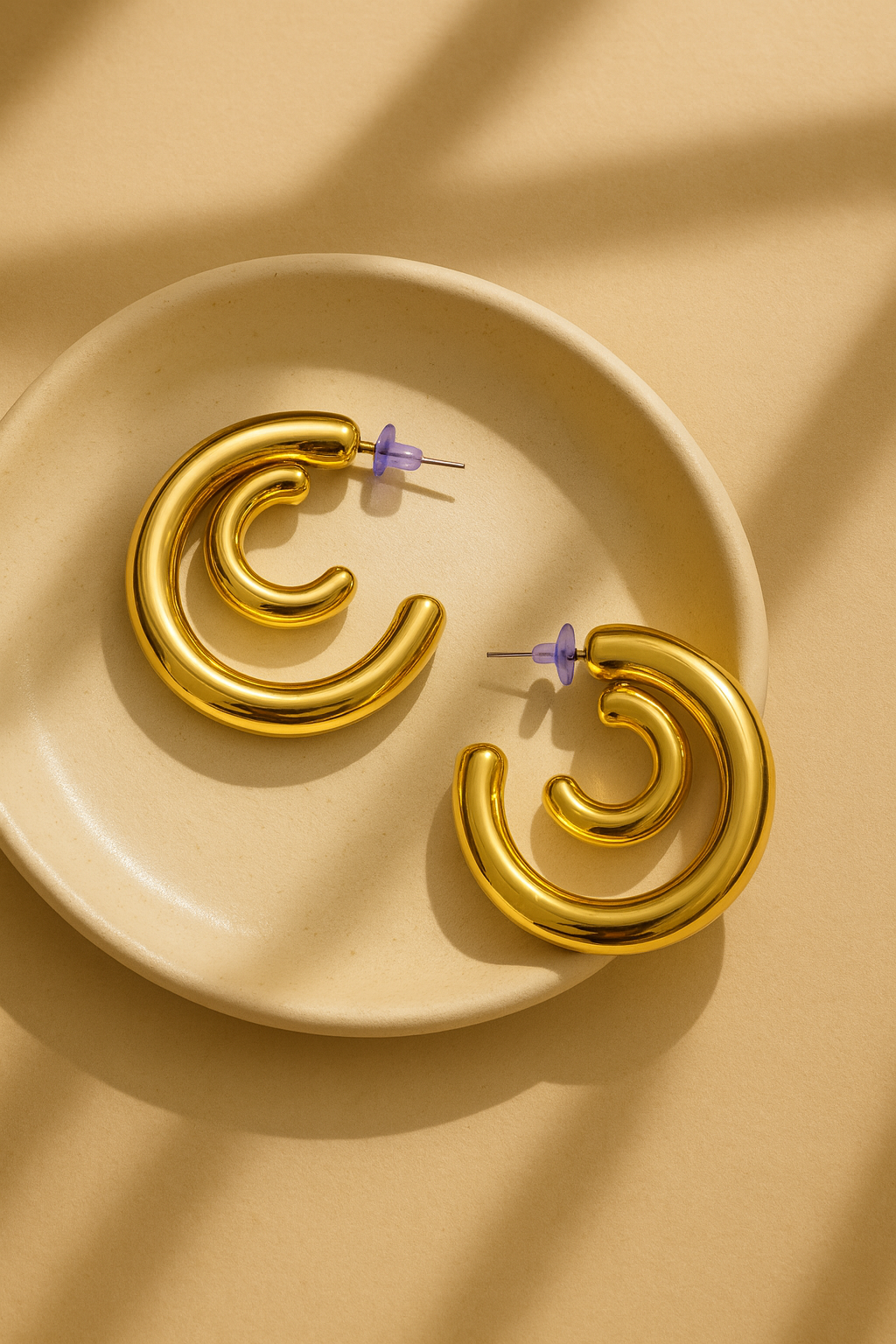 Gold Double C-Hoops