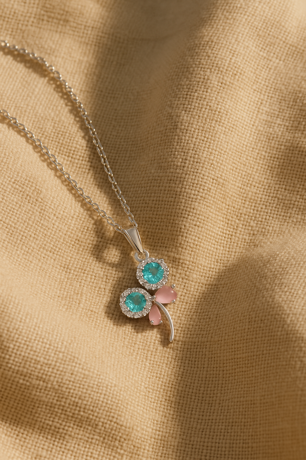 Pink & Mint Butterfly Necklace