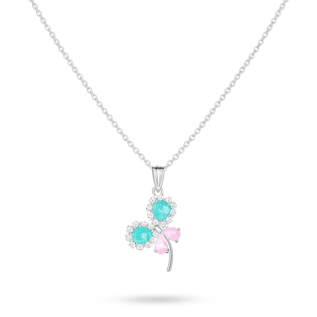 Pink & Mint Butterfly Necklace