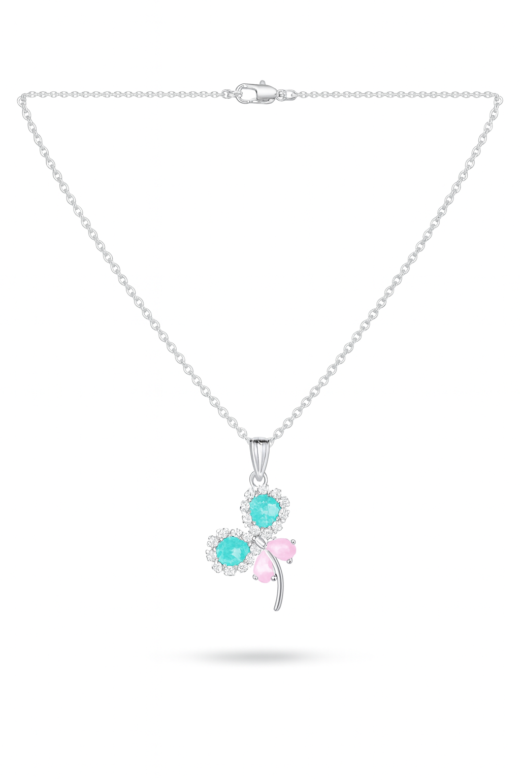 Pink & Mint Butterfly Necklace