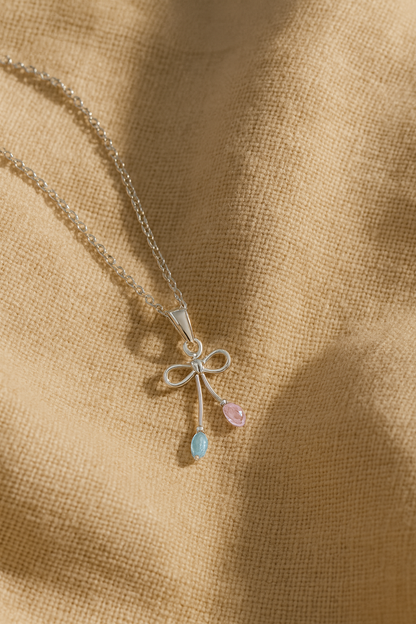 Cotton Candy Bow Necklace