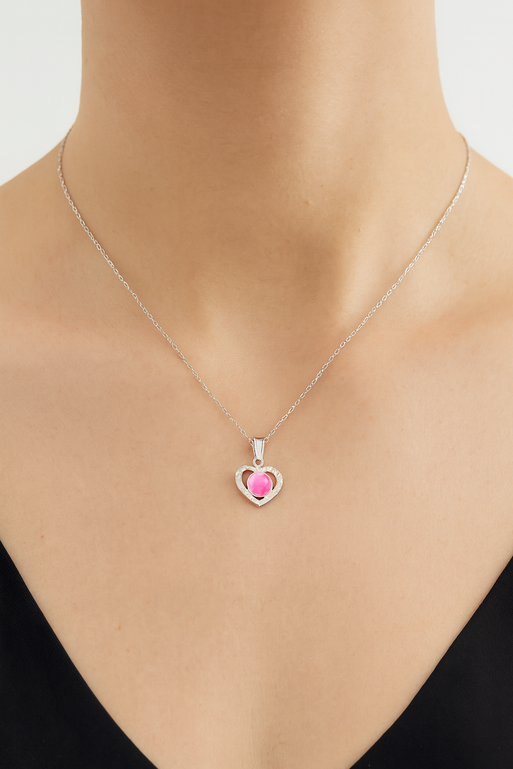 Pink Heartstone Necklace