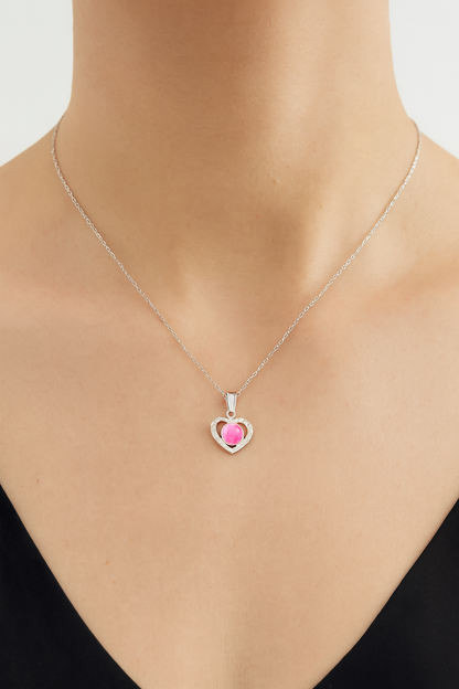 Pink Heartstone Necklace