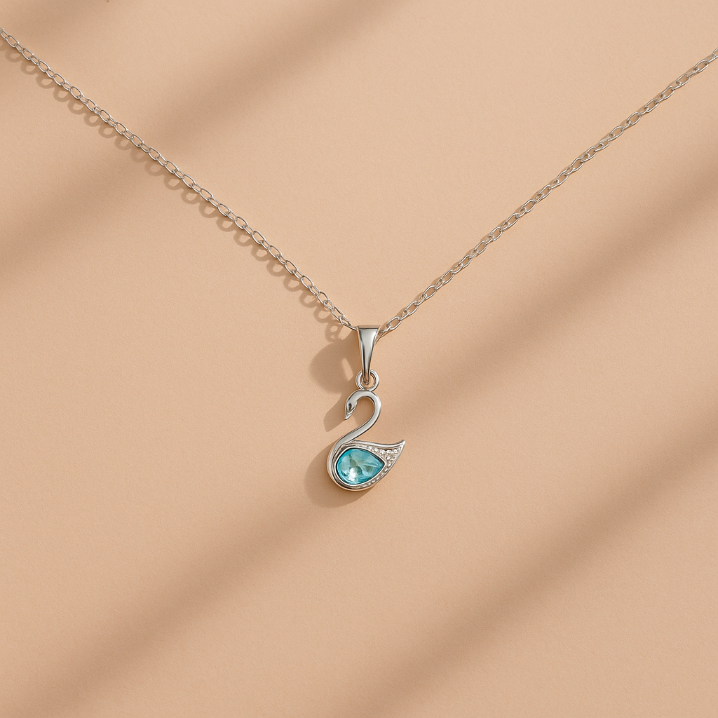 Aqua Swan Necklace