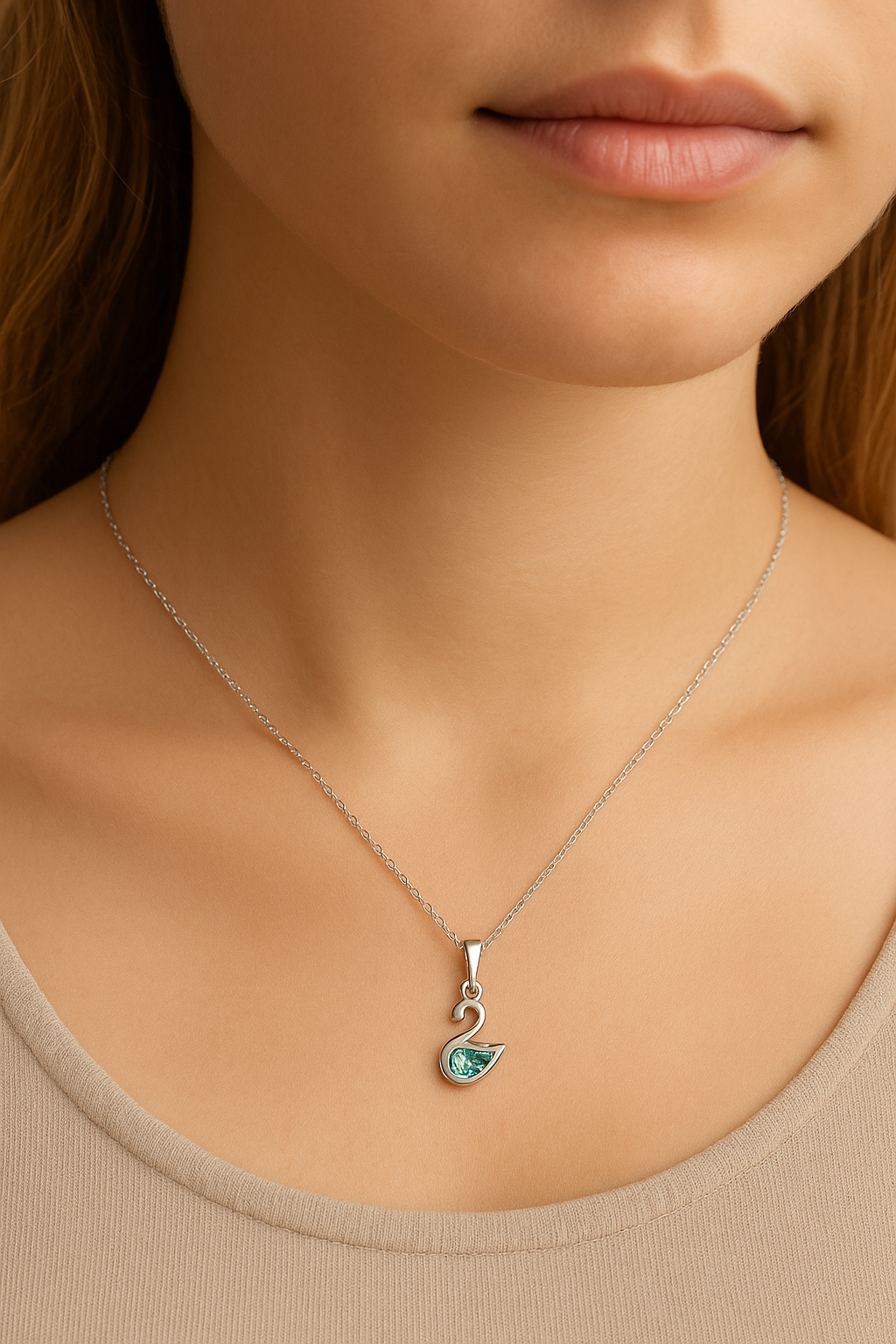 Aqua Swan Necklace
