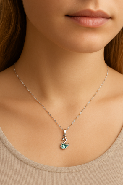 Aqua Swan Necklace
