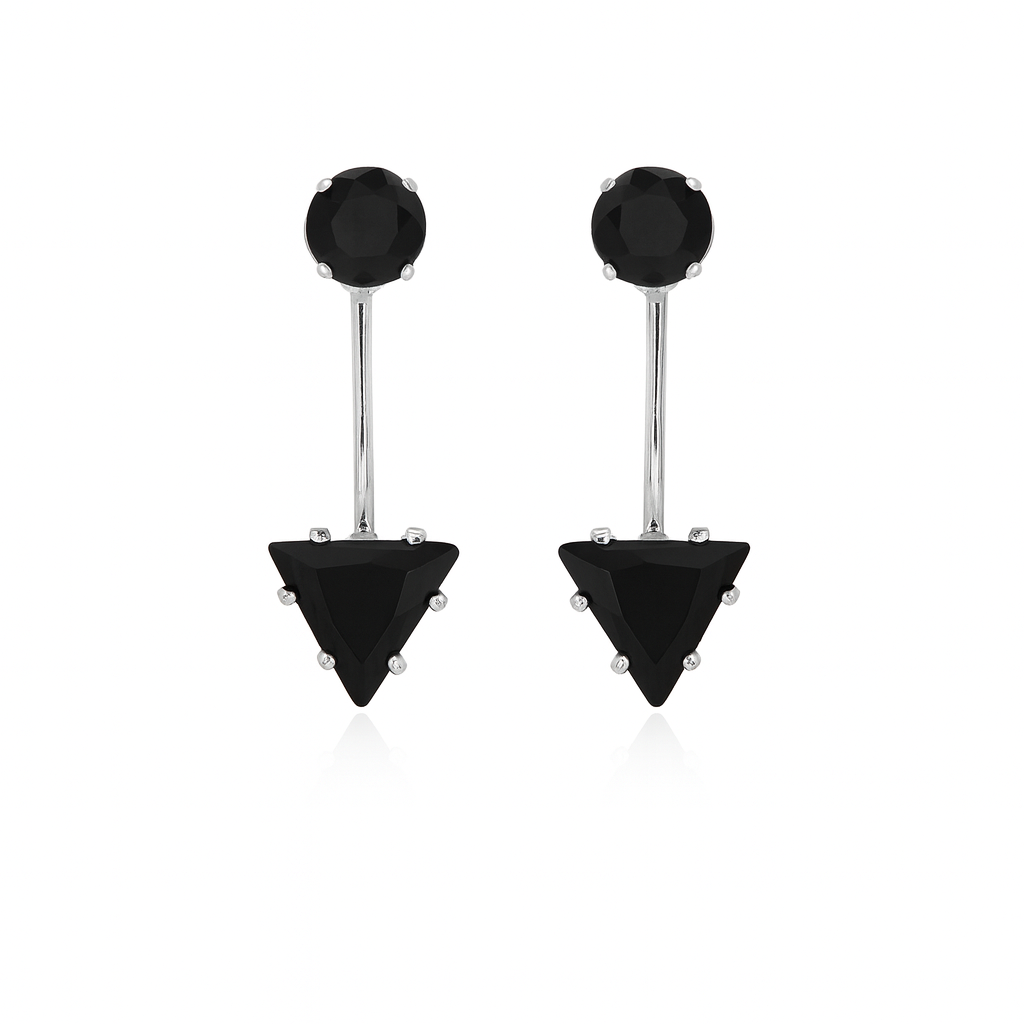 Black Gem Triangle Earrings