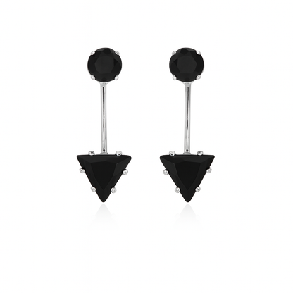Black Gem Triangle Earrings