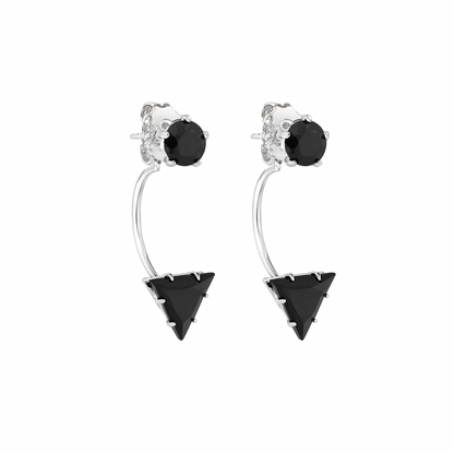 Black Gem Triangle Earrings