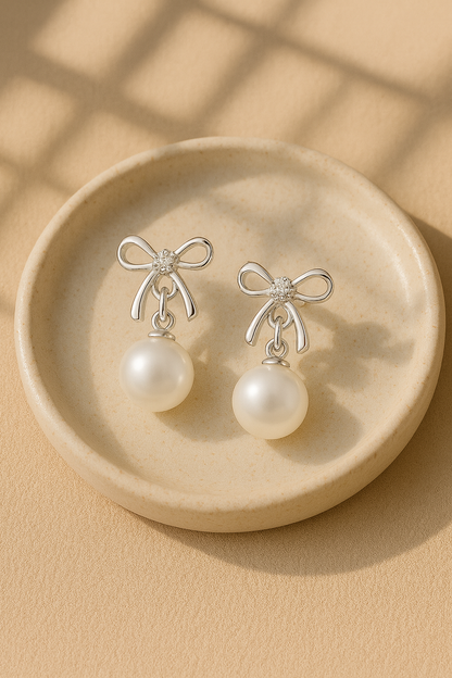 Classic Pearl Bow Earrings