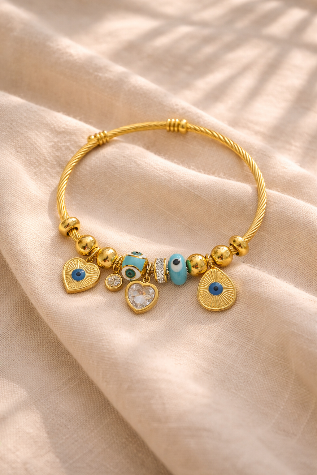 Evil Eye Charm Gold Bracelet