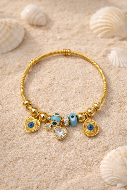 Evil Eye Charm Gold Bracelet