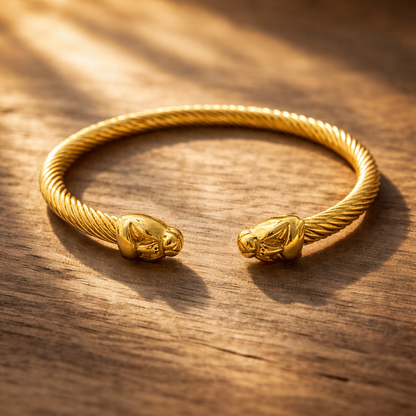 Panther Twist Gold Cuff Bracelet