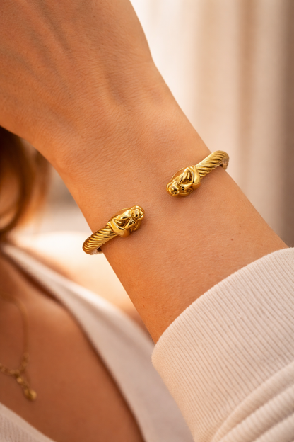 Panther Twist Gold Cuff Bracelet