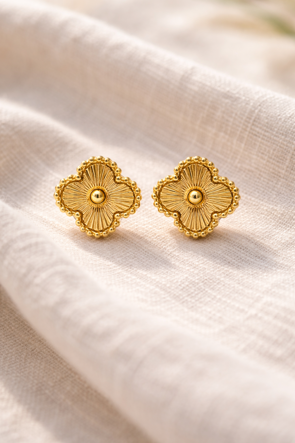 Golden Clover Stud Earrings