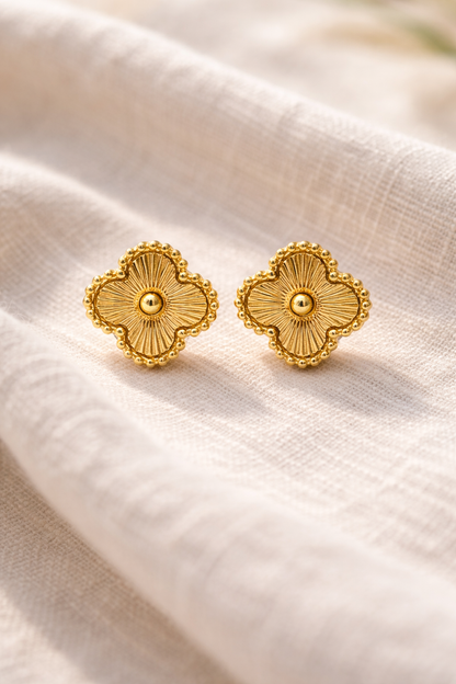Golden Clover Stud Earrings