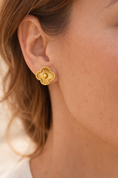 Golden Clover Stud Earrings