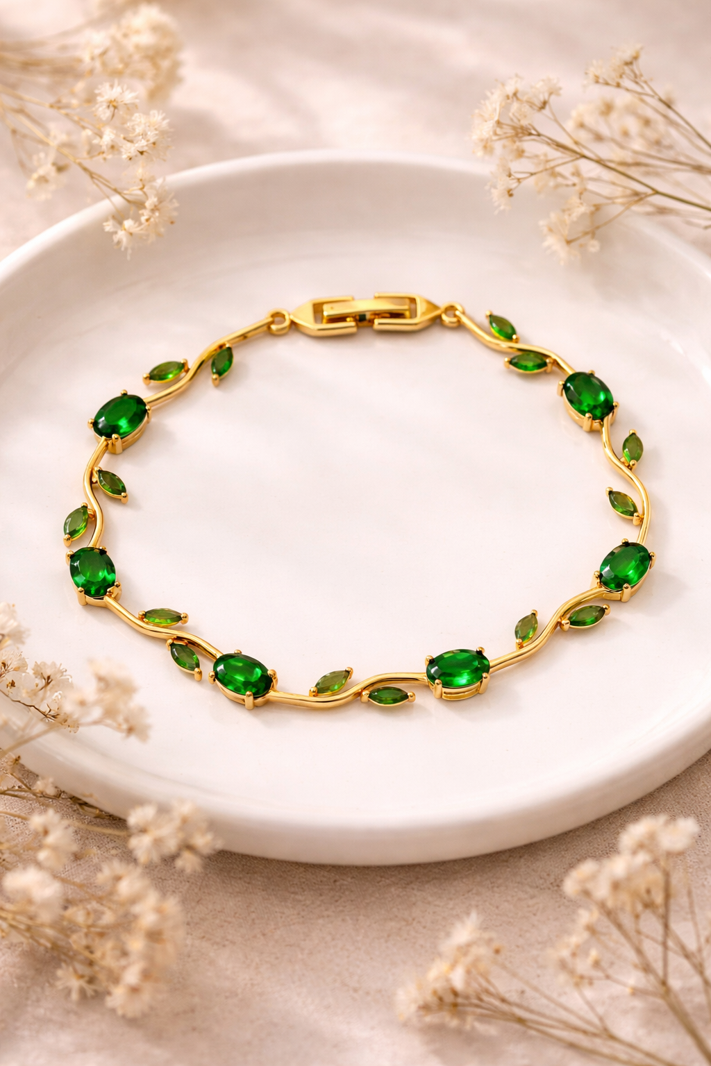 Emerald Tulip Vine Bracelet