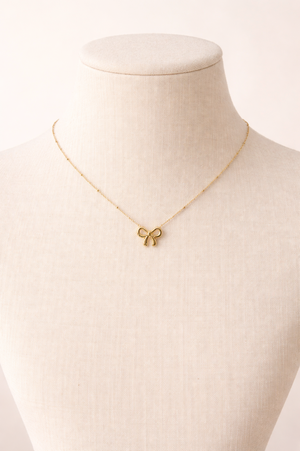 Golden Bow Charm Necklace