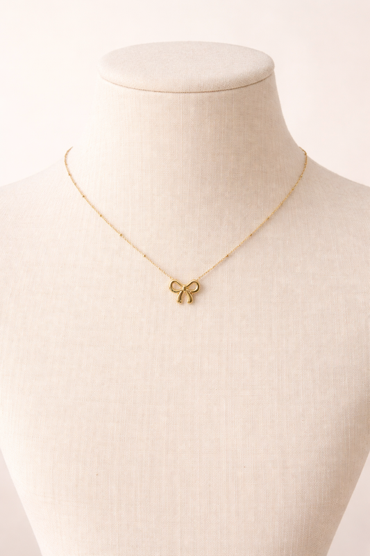 Golden Bow Charm Necklace