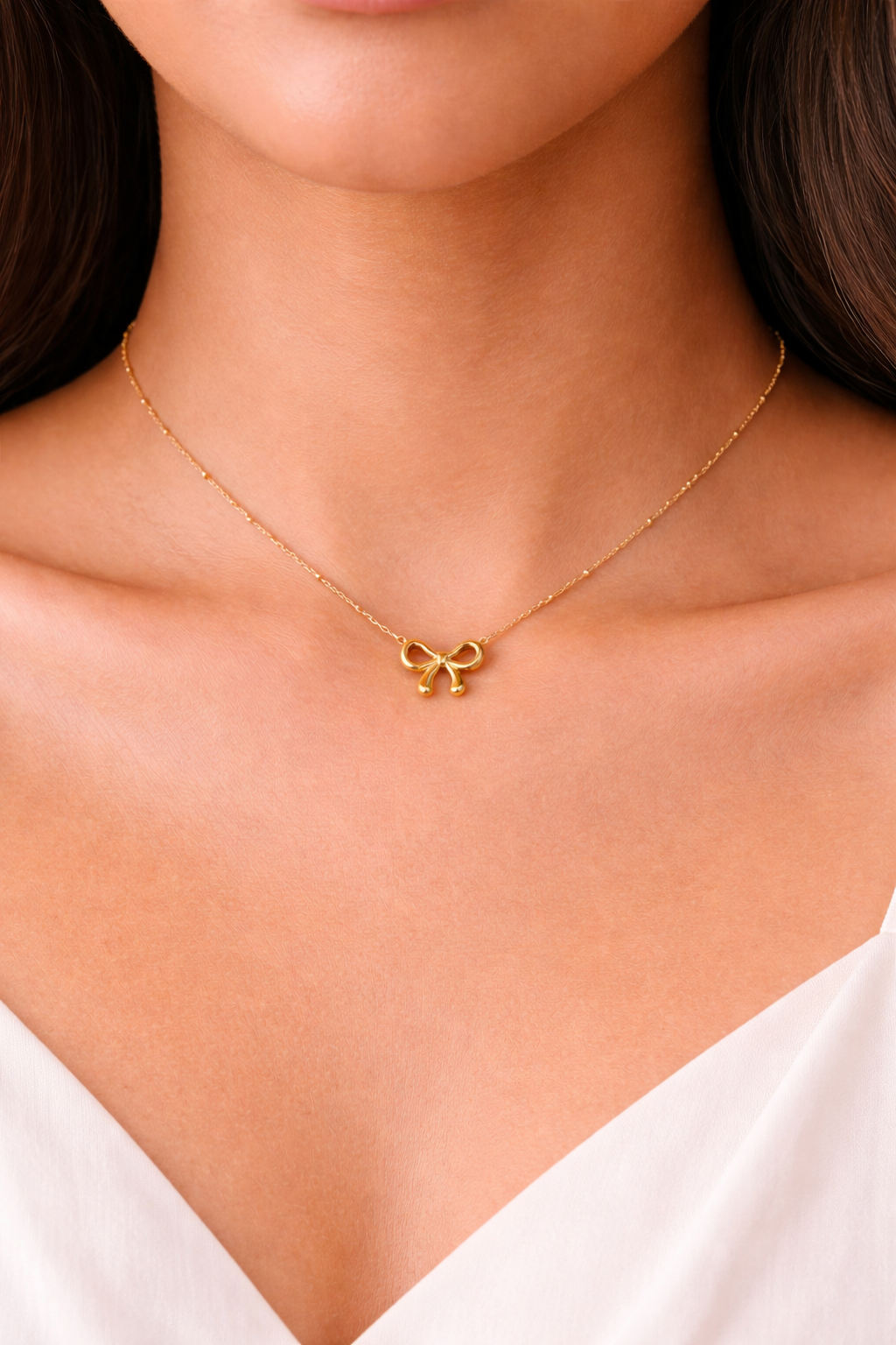 Golden Bow Charm Necklace