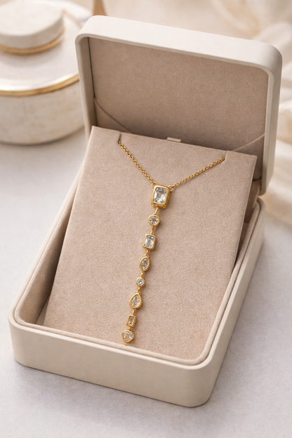 Geometric Crystal Drop Necklace