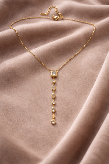 Geometric Crystal Drop Necklace