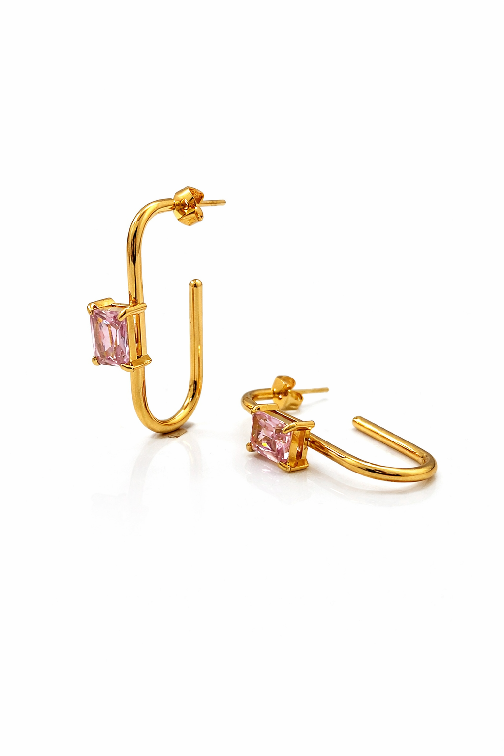 Blush Stone U-Hoop Earrings