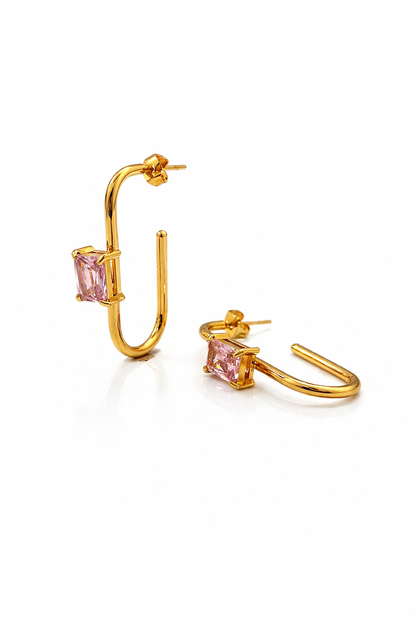 Blush Stone U-Hoop Earrings
