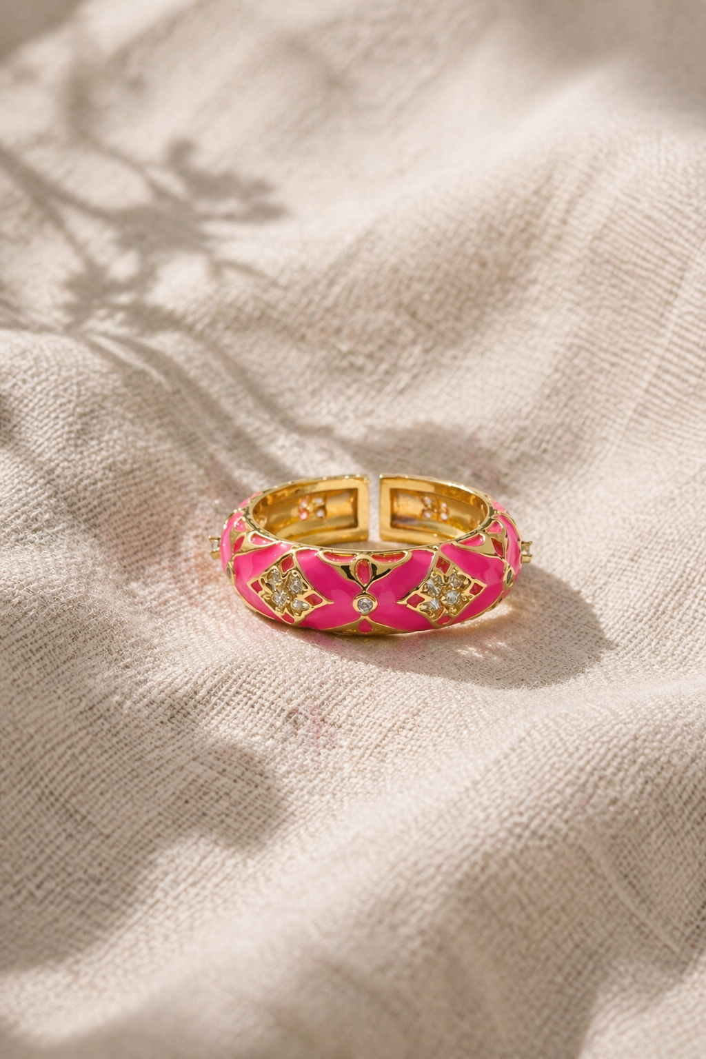 Blush Enamel Statement Ring