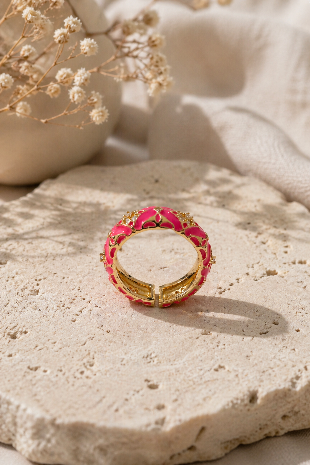 Blush Enamel Statement Ring