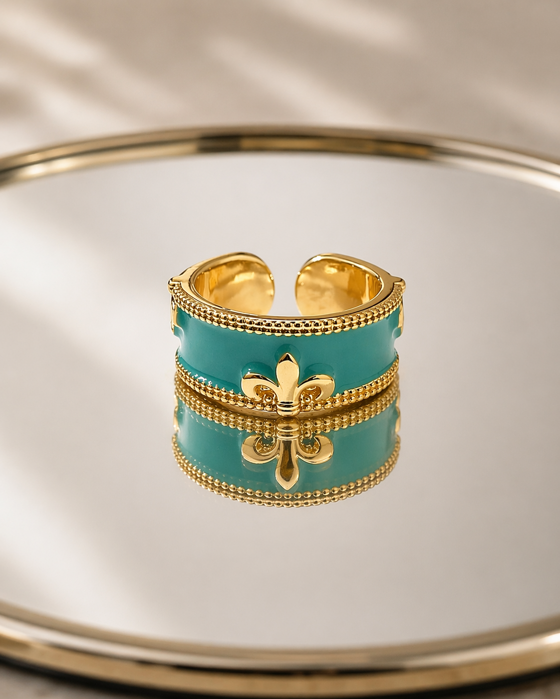 Aqua Crown Adjustable Ring
