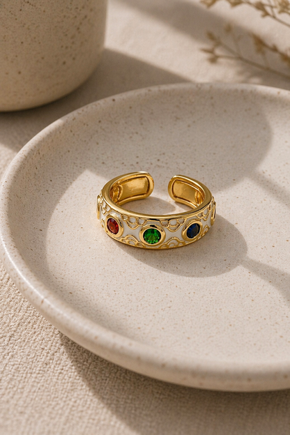 Multicolor Gem Enamel Ring