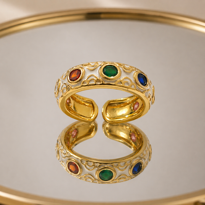 Multicolor Gem Enamel Ring
