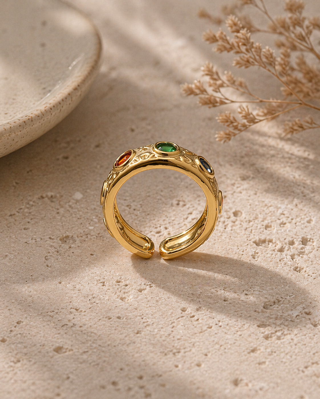 Multicolor Gem Enamel Ring