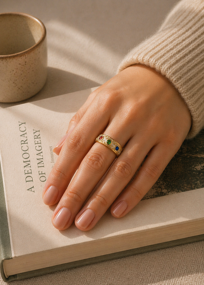 Multicolor Gem Enamel Ring
