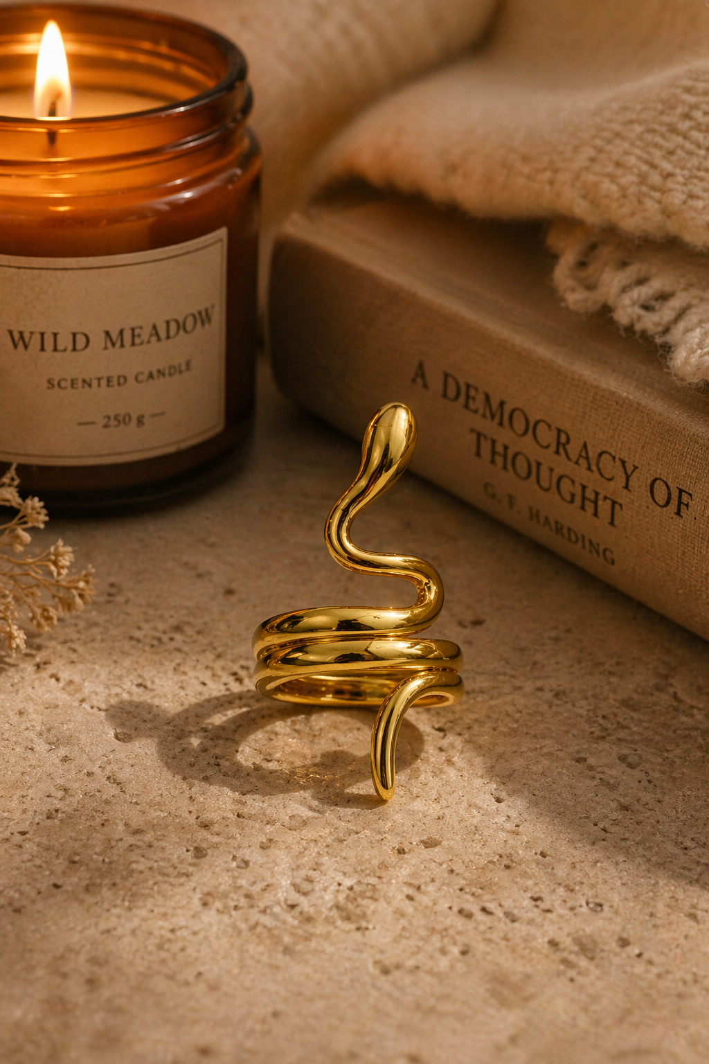 Golden Serpent Statement Ring
