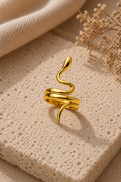 Golden Serpent Statement Ring