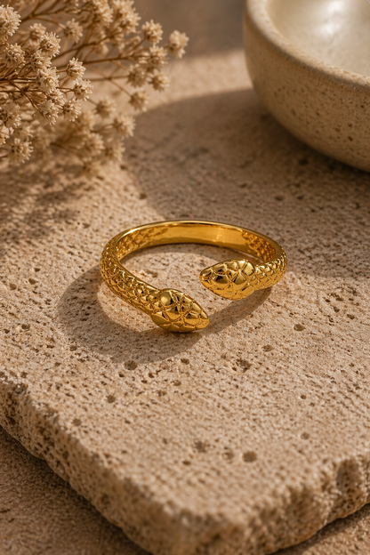 Dual Head Serpent Adjustable Ring