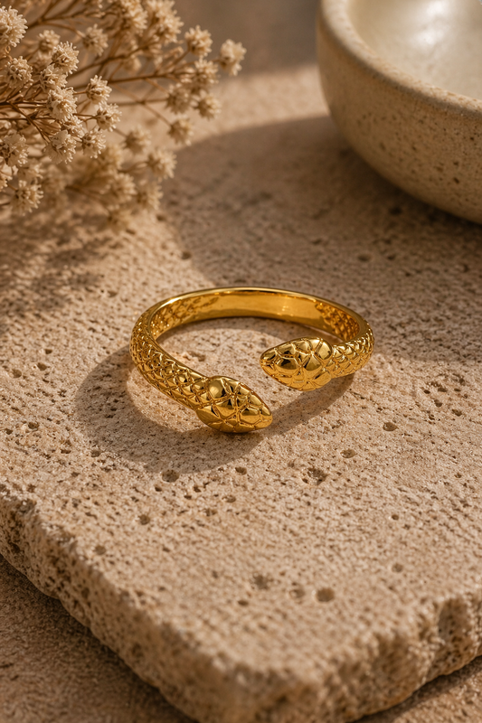 Dual Head Serpent Adjustable Ring