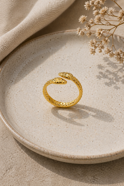 Dual Head Serpent Adjustable Ring