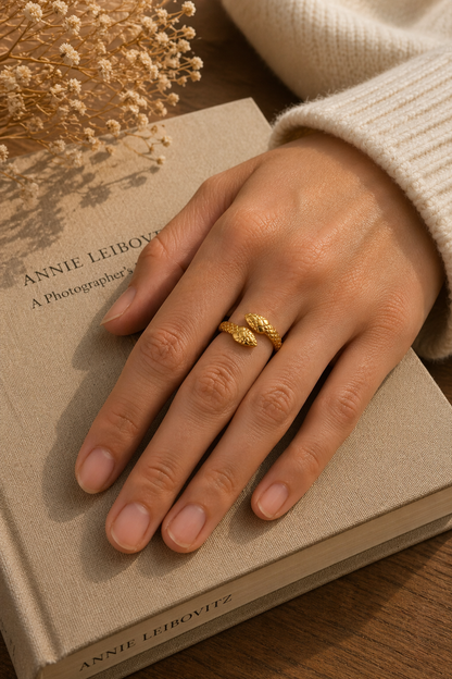 Dual Head Serpent Adjustable Ring
