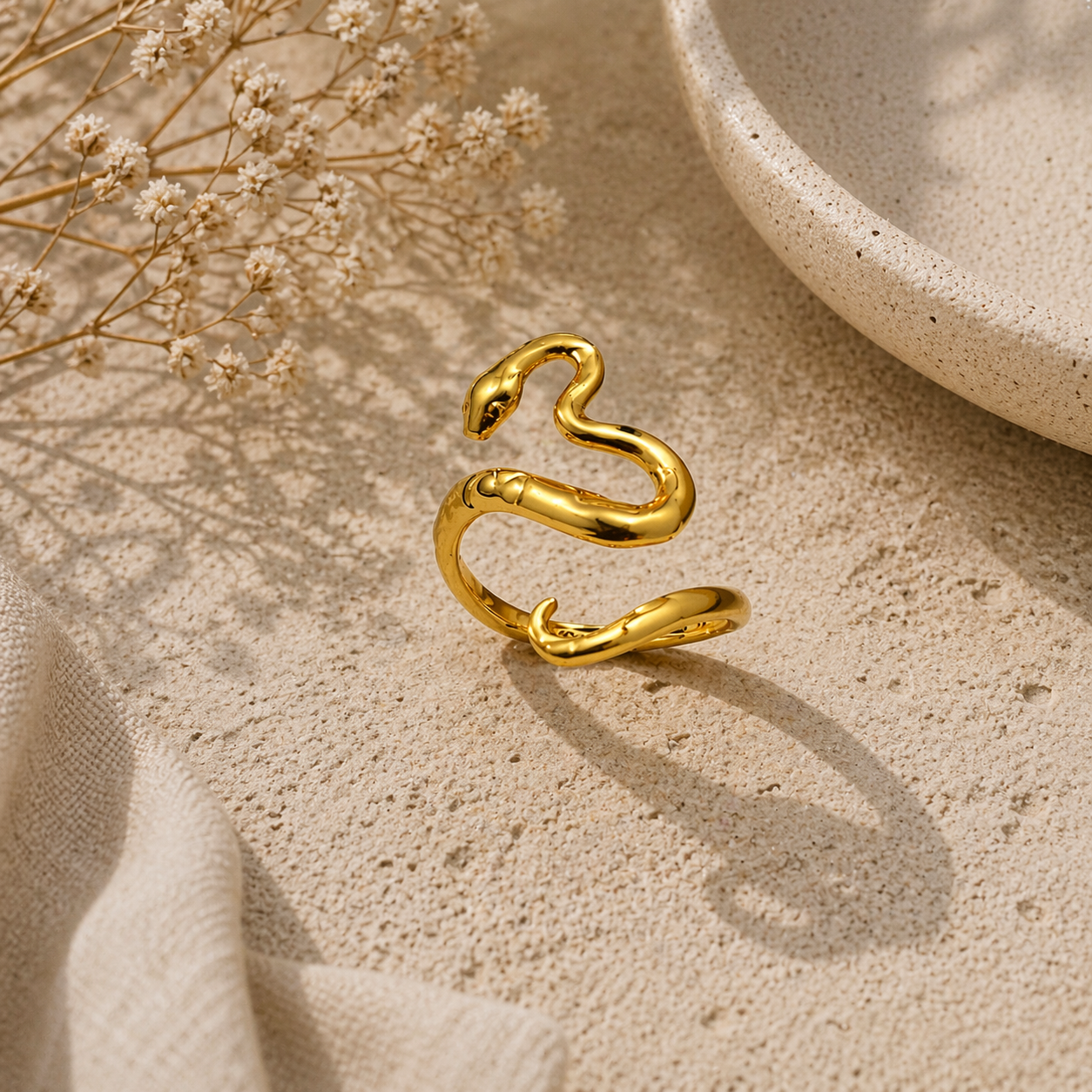 Abstract Snake Wrap Ring