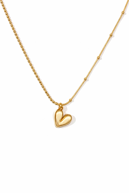 Golden Asymmetrical Heart Pendant Necklace