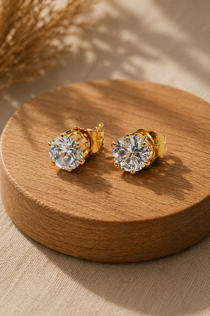 Classic Solitaire Crystal Stud Earrings