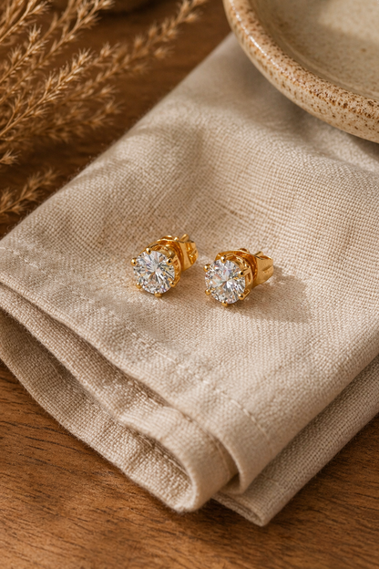 Classic Solitaire Crystal Stud Earrings