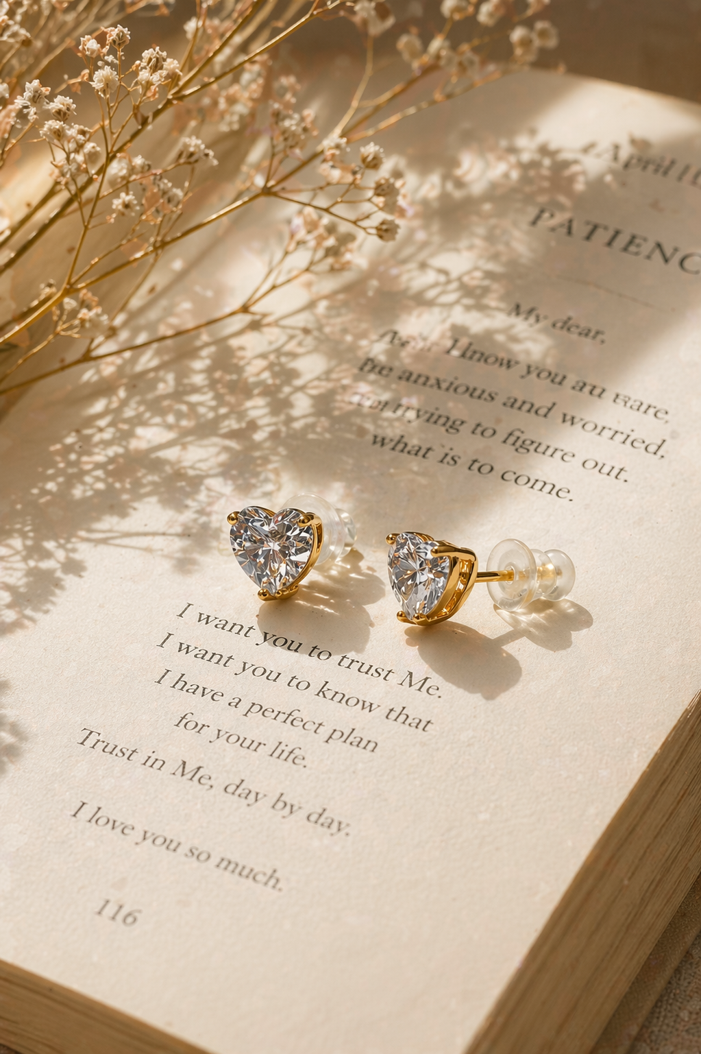 Crystal Heart Stud Earrings