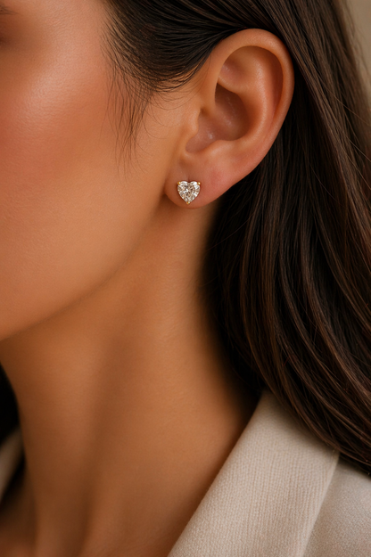 Crystal Heart Stud Earrings