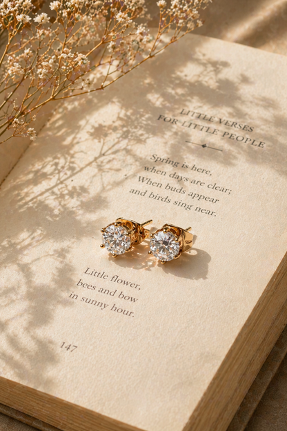 Premium Round Cut Crystal Stud Earrings